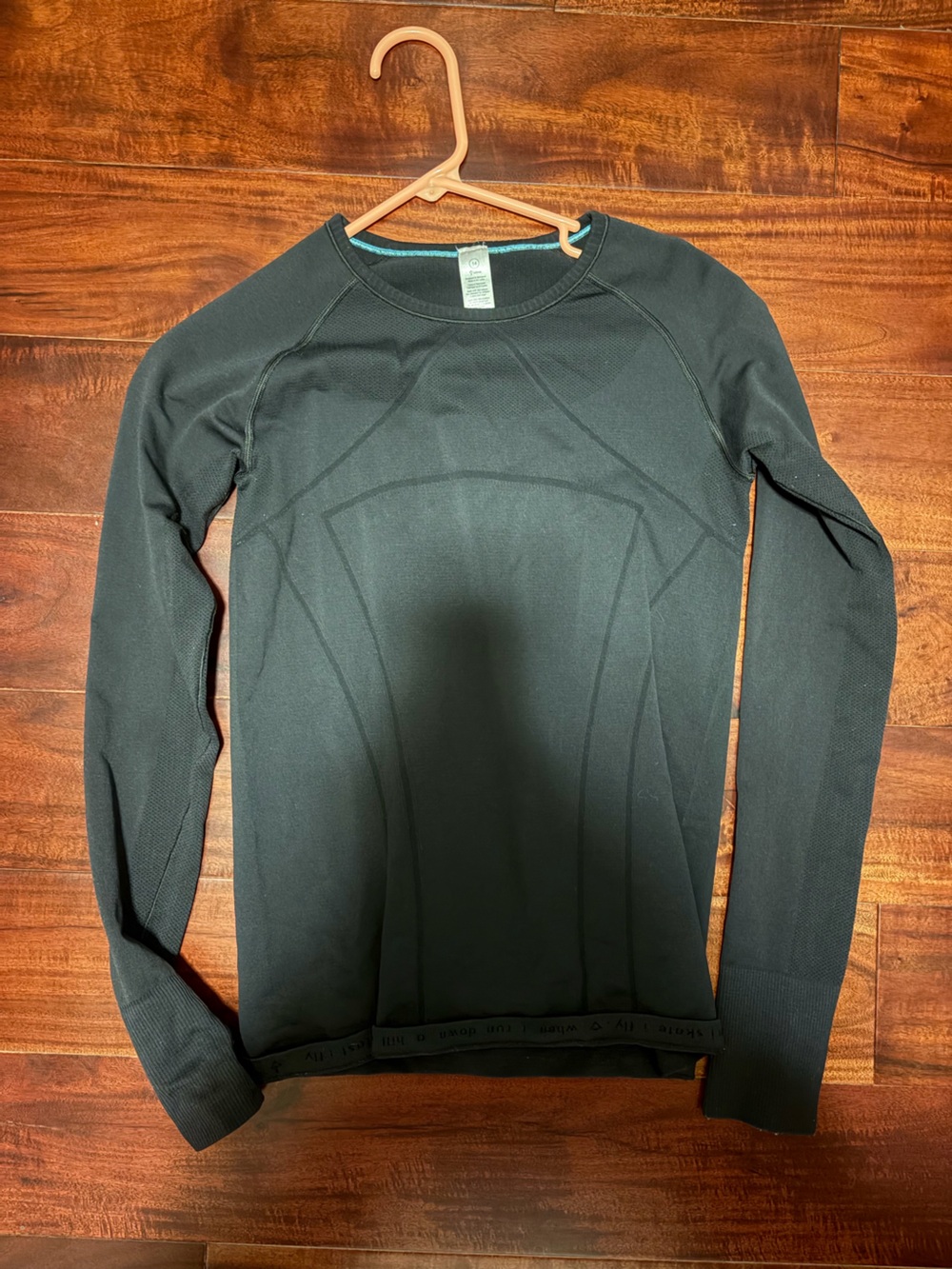 Ivivva (Lululemon) Black Swiftly Long Sleeve with Contrast Teal Stitching